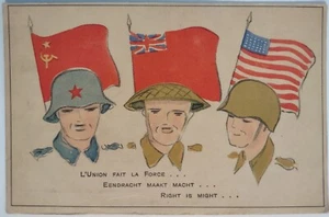Vintage Postkarte 1. Weltkrieg Alliierte Flaggen Kunst AA12 - Bild 1 von 2
