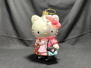 Hello Kitty Handpainted Glass Ornament Christmas '76-2006 Sanrio Blue Purse 5” - Picture 1 of 7