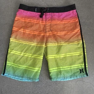 Hurley board shorts multicolor stripe boys size 18 (29 In Waist) - Picture 1 of 10