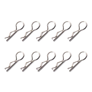 SpeedTek RC 1/10 & 1/8 RC Car Bent Body Clips (10) (Silver) - Picture 1 of 1