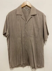VTG 50'S 60'S AVANTE CALIFORNIA COTTON BROWN LEISURE S/S LOOP SHIRT L 16 RARE - Picture 1 of 12