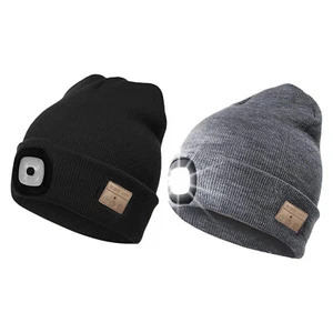 Bluetooth Beanie Hat Warmer with LED Headlamp USB Music for Men Women - Zdjęcie 1 z 11