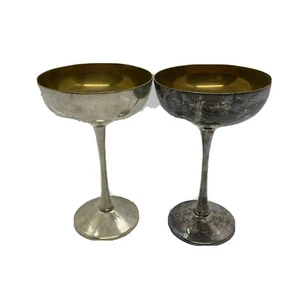 Vintage Eales 1779 Set of 2 Silver Plated Wine Goblets Cups Cup Glass Chalice - Picture 1 of 12