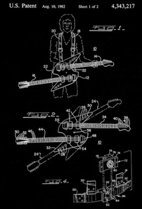 1982 - Guitarra modo dual - R. Brody - Póster artístico patente - Imagen 1 de 3