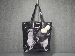 Victoria’s Secret Sequin Tote Handbag Shoulder Bag Dark Purple - Picture 1 of 9