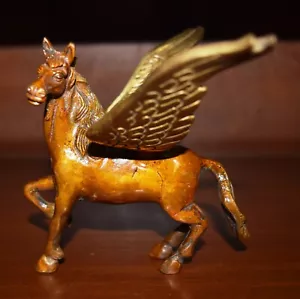 Winged Horse Brass Handmade Art Brown Polished Home Decorative Table Statue ML37 - Picture 1 of 12
