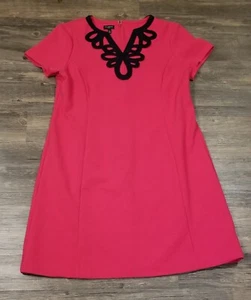 Talbots Petites Pink Blue Sheath Dress Women's Size XL V Neck Stretch Preppy - Picture 1 of 7