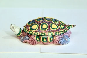 Antike französische Edme Samson Porzellan Schildkröte Figur Schreibtisch Dose Schmuckschatulle - Bild 1 von 10