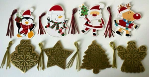 WEIHNACHTSGESCHENKANHÄNGER & KORDEL GESCHENKETIKETT, PAKETKARTE WEIHNACHTSMANN, KUGEL, BAUM, STERN - Bild 1 von 9