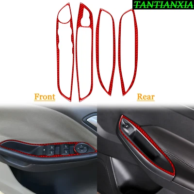 Reposabrazos de control de ventana interior de fibra de carbono rojo para Ford Focus 2011-2018 Foto 1 de 4