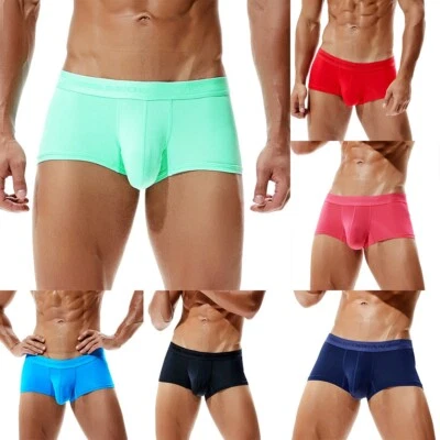 2 Pair Mens Boxer Trunk Underpants Pouch Enhancing Low Waist Shorts Underwear - Image 1 of 4