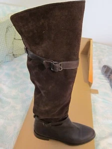 Garnet Hill Womens Tall Riding Brown Leather & Suede Over Knee Zip Boots Size 9 - Picture 1 of 5