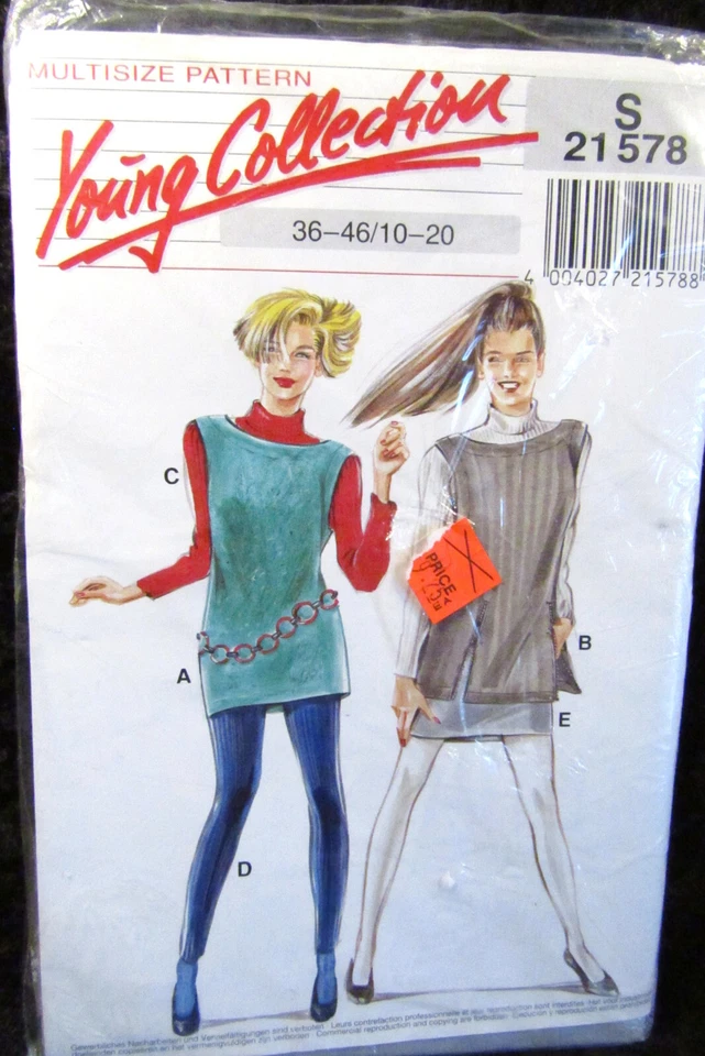Young Collection Womens Top/Shirt Sewing Pattern S21578 Sz 10-20 Uncut 1990s - Image 1 of 4