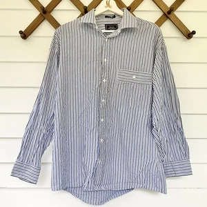 Camisa Vintage Flecha Rayas Abotonada Talla 16 Azul y Blanco Manga Larga Preppy - Imagen 1 de 4