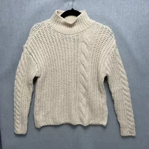 Pieces Knit Jumper Womens XS Beige Twist Knit Petite Acrylic Blend Stretch 4755 - Picture 1 of 9