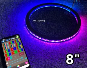 8" Remote & Bluetooth APP Dream CHASING Flowing LED Audio Speaker Rings Lights - Picture 1 of 13