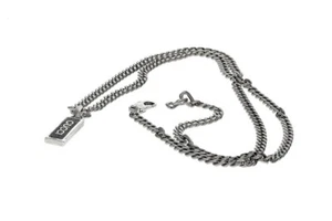 GUCCI Sterling Silver Tag Necklace With Black Enamel Necklace YBB67871400300U - Picture 1 of 4
