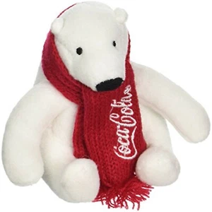 Coca-Cola Cola Minibär Plüschtier Kuscheltier weiß Eisbär rot Winterschal - Bild 1 von 4
