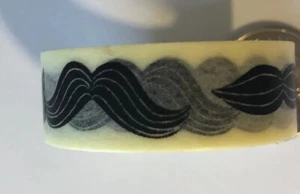 BLACK/CREAM MUSTACHE WASHI TAPE(1 Roll) 1-3/4”Joke•Funny•Men’s•Face Hair•Combs• - Picture 1 of 7