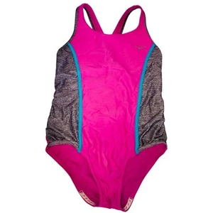 Speedo Swimwear Girll's One Piece Swimsuit Fuchsia Slimming Detail Size 14 - Picture 1 of 3