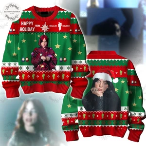 Maglione brutto Natale Billie Eilish Happy Holiday - Foto 1 di 2