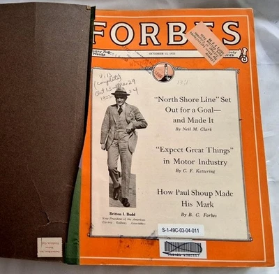 FORBES MAGAZINES •1923-24 • BOUND VOLUME • Approx 13 Issues • BUSINESS Great ADS — 第 1/4 张图片