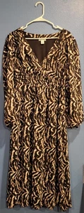 Sofia Vergara Damen Empire Kleid Langarm Animal Print Midikleid Gr. M - Bild 1 von 3