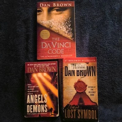 Lot of 3 (#1-3) ROBERT LANGDON Series Set Paperback PB Books, Dan Brown Da Vinci - Image 1 of 4