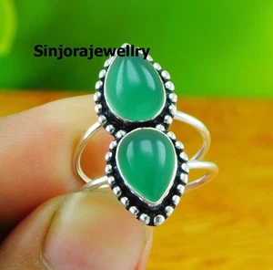 Anillo hecho a mano de plata esterlina 925 con piedras preciosas de ónix... - Imagen 1 de 4