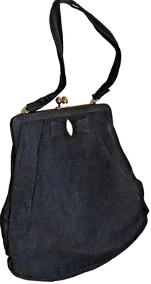  Bolso de Mano Magid Vintage Cartera de Tela con Estrás en la parte delantera, Cierre Tono Dorado. Foto 1 de 4