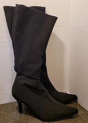 Women’s High Heel Boots Size 7 Andrew Geller Shana Vintage Spandex Stretchy Heel - Image 1 of 4