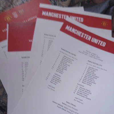 8 Manchester United Teamsheets  u21s , WSL , Champions League Season 2025/26 - Image 1 of 4
