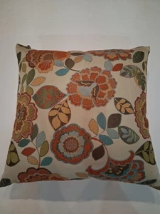 Pier 1 Imports Pillow  Embroidered Floral Fall Multicolored 17” w/ Zipper  - Picture 1 of 6