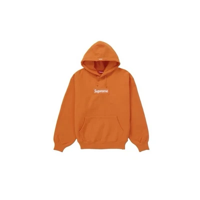 В руке Supreme коробка логотип с капюшоном толстовка FW24 оранжевый натуральный размер: маленький - Изображение 1 из 4
