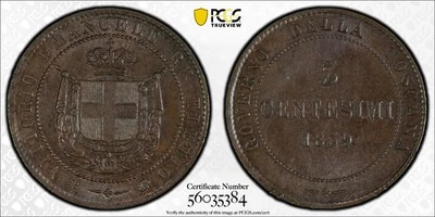 Italian States Emilia 1859 5 Centesimi KM-6 PCGS MS-64 BN Choice+ Uncirculated - Image 1 of 4