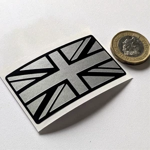 Union Jack Matte Silver & Gloss Black Vinyl Decal Sticker Waterproof Car Van - Picture 1 of 1