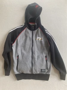 Isla de Man TT Sudadera con Capucha Para Hombres Gris Medio Negro Logo Bolsillos Manga Raglán Cremallera Completa - Imagen 1 de 16