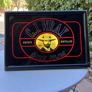 C.J. Wray Dry Rum Estate Distilled Bar Light Sign Mancave 19” x 13 1/2” Works - Picture 1 of 9