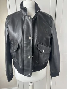 DNKY Faux Leather Ladies Bomber Jacket SIZE L RRP $150/£112 New With Tags - Picture 1 of 8