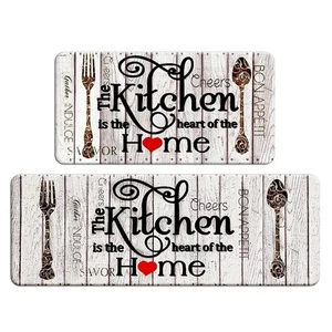 Farmhouse Kitchen Mats Sets 2 Piece Cushioned Anti-Fatigue Comfort Mat for Ho... - Picture 1 of 7