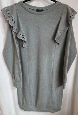 EXPRESS Crochet Ojales Sudadera Vestido Gris Talla Extra Pequeña Usado en Excelente Condición De Gran Tamaño Foto 1 de 3