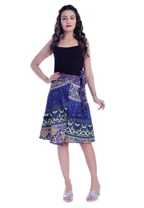 Indian Skirt Blue Urban Mandala Print Wrap Around Beach Boho Maxi Dress Rapron - Picture 1 of 5