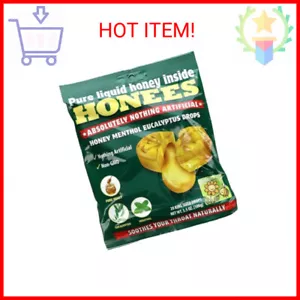 Honees Honey Menthol Cough Drops - 20-Piece, Single Pack Honey-Filled Lozenges | - Picture 1 of 2