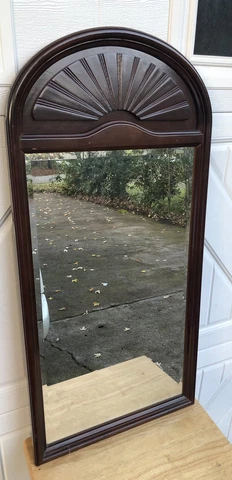 Bombay Company Sunrise Sun Ray Star Beveled Wood Wall Mirror  38”x 18” Cover