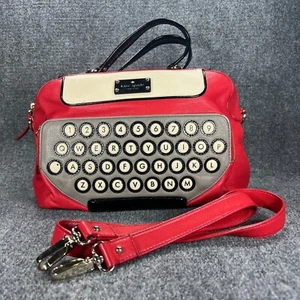 Kate Spade Clyde All Typed Up Red Leather Typewriter Satchel Crossbody Purse - Picture 1 of 24
