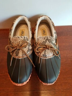 JBU by Jambu Gwen Women's Duck Rain Shoes Snake Print Orange Size 10 JB19GWN71 - Image 1 of 4