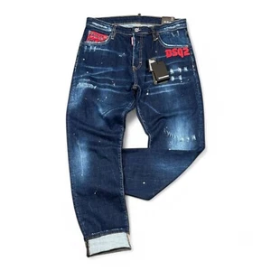Neu DSQ2 Cool Guy Slim Herren Stretchy Washed Ripped Dunkelblau Jeans - Bild 1 von 4