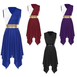 Frauen liturgisches Lob Tanzkleid Gottesdienst lyrischer Tanz Farbe Block Tanzbekleidung - Bild 1 von 33