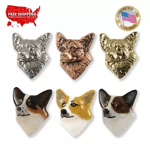 Pin de solapa para cabeza de perro Corgi de peltre o imán de refrigerador Corgi, D062, hecho en EE. UU. - Imagen 1 de 8