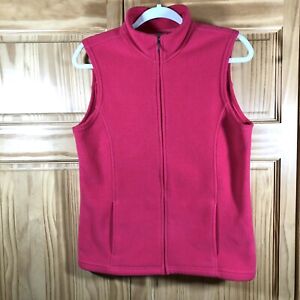 LL Bean Womens M Polartec Fleece Vest Pink Full Zip Mock Neck Stretch Fabric